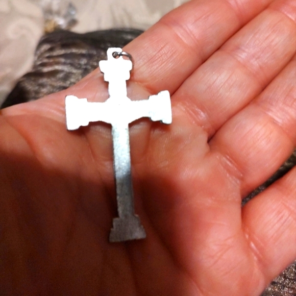 ▫️✝️▫️Beautiful Vintage Deadstock Ornate Silver Metal Crucifix Cross Pendant - Picture 7 of 15